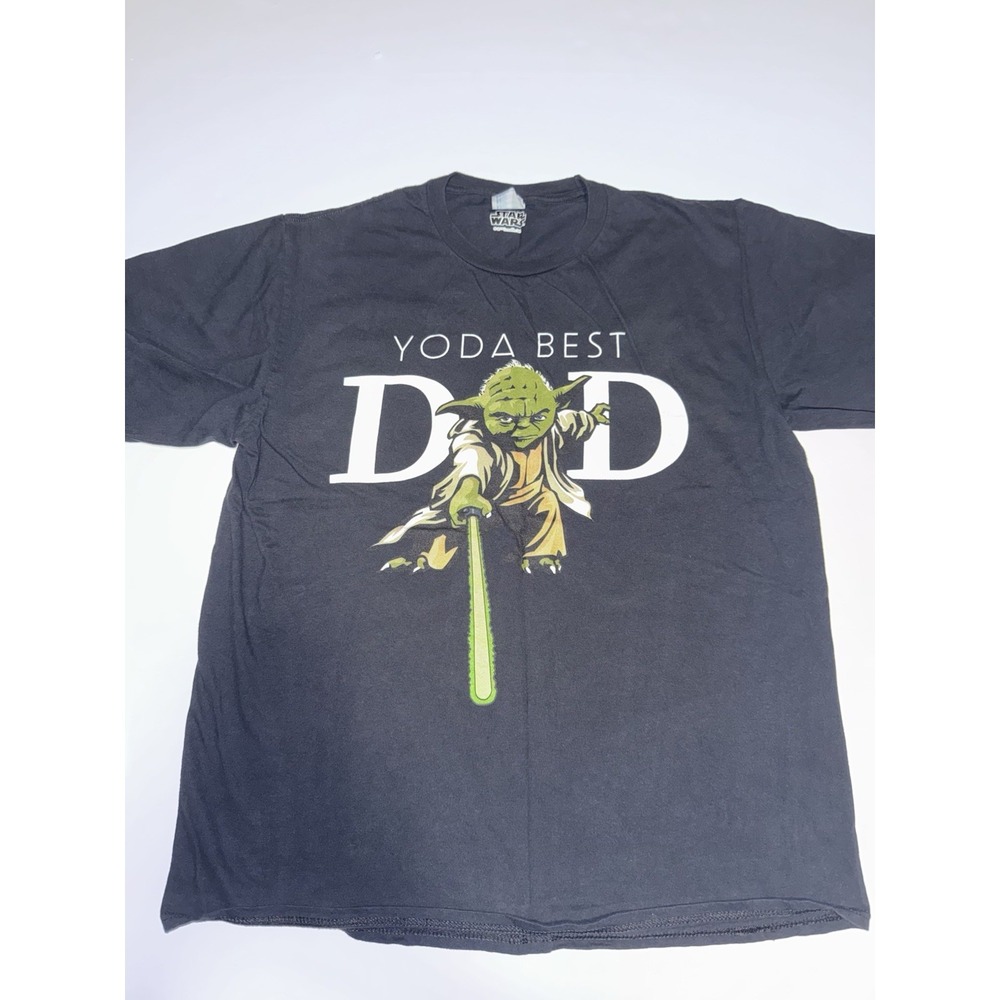 Star Wars Yoda Best Dad Large T-Shirt Black Tee Cotton Funny Fathers Day Gift